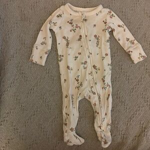 Cotton On Baby Floral Ribbed Footie, 2-Way Zipper, 0-3 month, Baby Girl